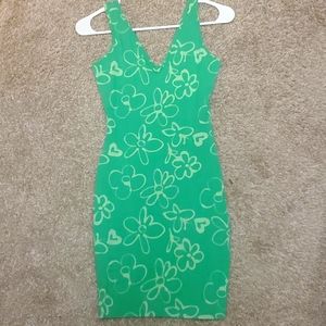 Wild fable size S. Green flower bodycon dress NWOT
